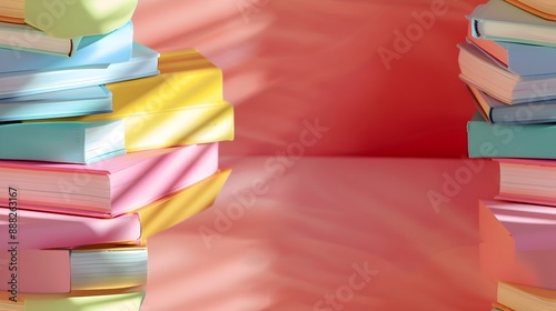 Back to School Background with Simple Stack of Tiny Books with Soft Shadows, Perfect for Educational Themes