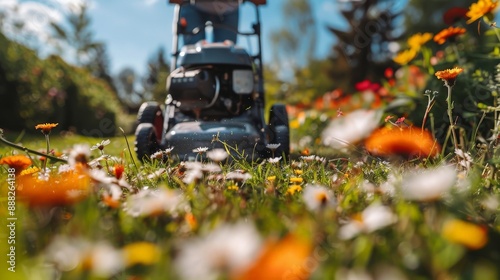 Wallpaper Mural man pruning horticulture or hedge lawnmower machine Torontodigital.ca