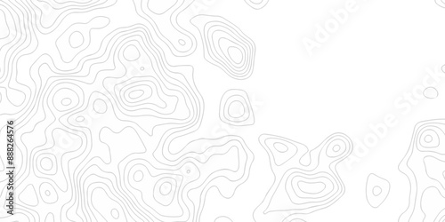 Vector white wave line geography landscape Topo contour map on white background. Geographic mountain relief diagram line wave carve pattern. Topographic world map contour lines map texture. © MdLothfor