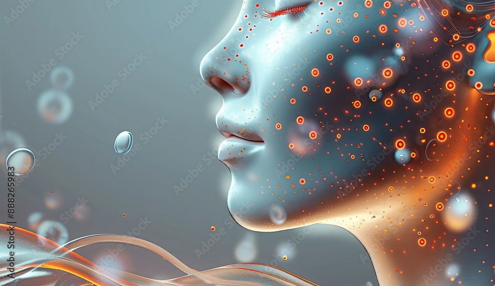 Abstract Face with Floating Bubbles Abstract Face with Floating Bubbles