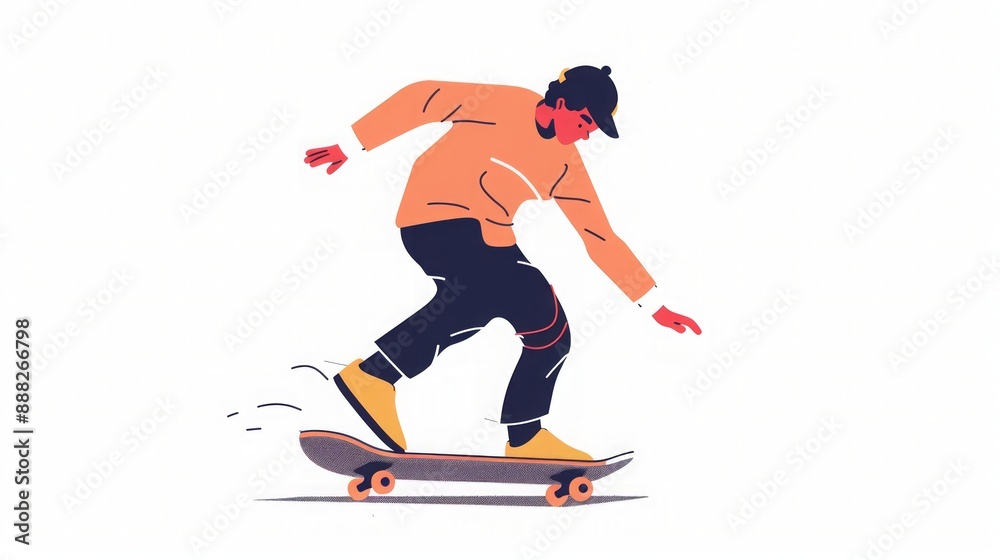 Fototapeta premium Skateboarding Illustration: A Skater in Motion