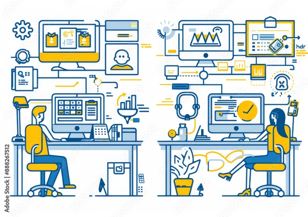 Modern illustrations for flyer layouts, marketing material, annual report covers, presentation templates: education, school, online learning. Modern illustrations for flyer layouts, marketing material, annual report covers, presentation templates: education, school, online learning.