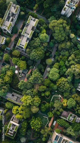 Aerial Panorama of Eco-Friendly Infrastructure: Winding Road Through a Lush Green Forest, Celebrating Sustainable Development