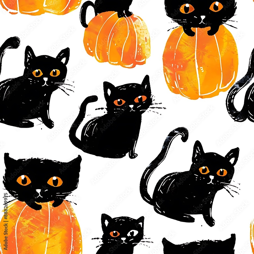 Pattern Name: Pumpkins, Halloween, Cats
