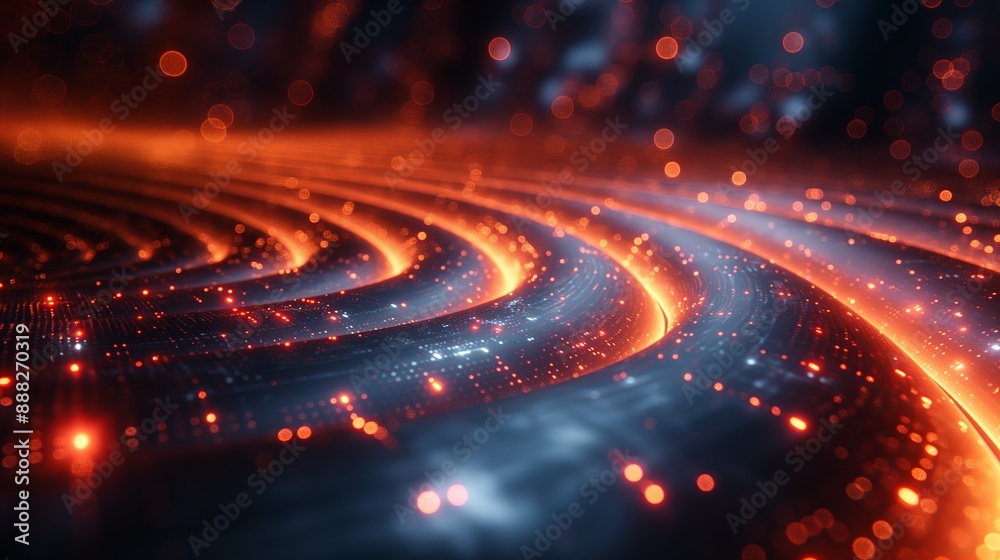 Abstract Glowing Curves with Sparkling Lights - Perfect for Technology and Futuristic Designs Abstract Glowing Curves with Sparkling Lights - Perfect for Technology and Futuristic Designs