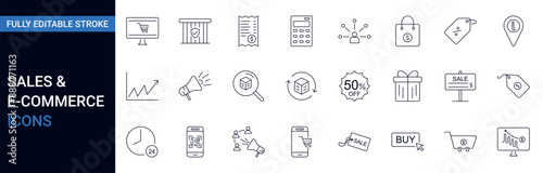Sales and e-commerce line icon collection. Editable stroke Vector illustration.