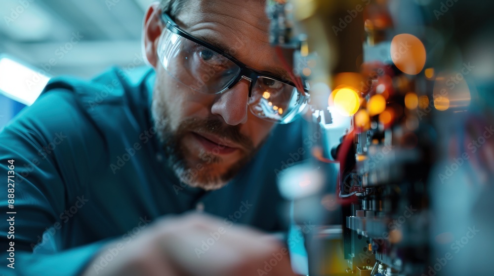 A close-up of a person adjusting electronic devices in a technical setup, highlighting their precision and focus, captured with a blend of sharp details and blurred atmosphere. A close-up of a person adjusting electronic devices in a technical setup, highlighting their precision and focus, captured with a blend of sharp details and blurred atmosphere.