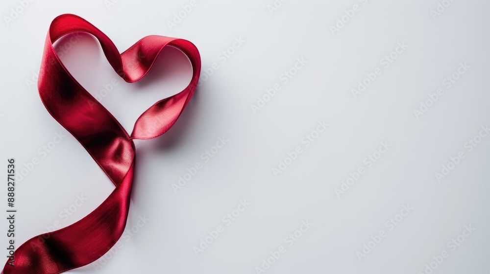 ribbon forming heart shape on a plain white background ribbon forming heart shape on a plain white background