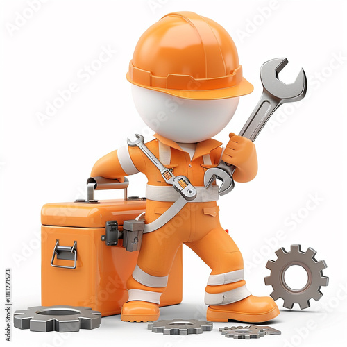 3D three-dimensional human wearing a safety helmet