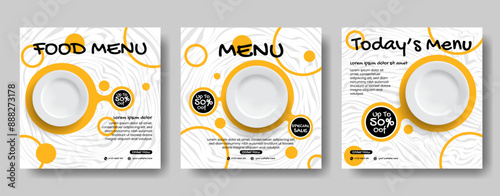 Food banner social media post template ads. Editable social media templates for promotions. Layout design for marketing on social media.