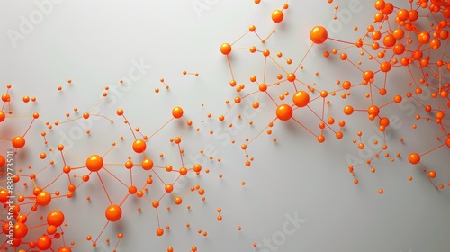 Bright orange dots connected by amber lines on a light gray canvas, text space in the top center