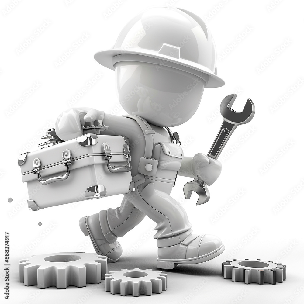 Naklejka premium 3D three-dimensional human wearing a safety helmet