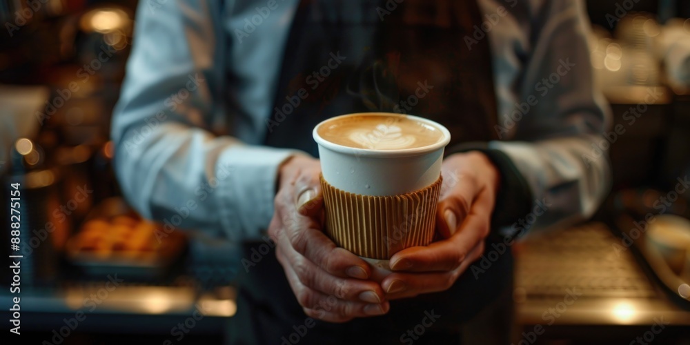 individual enjoying morning brew, ideal for cozy cafe scenes or product photography