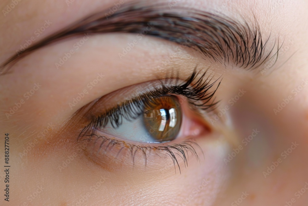 Obraz premium Close-up of a green eye with neatly groomed brows