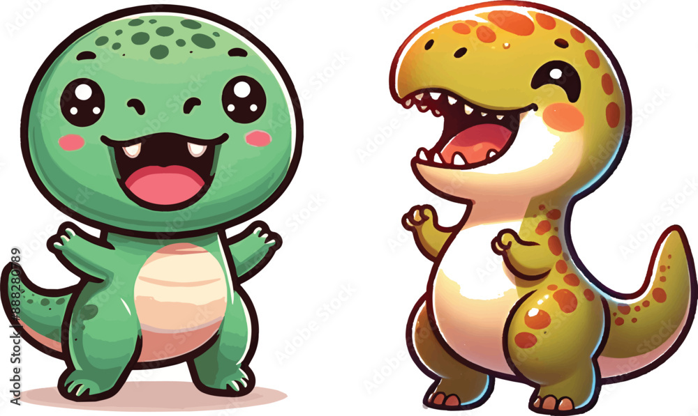 Obraz premium Cute little t rex monster vector art on white background