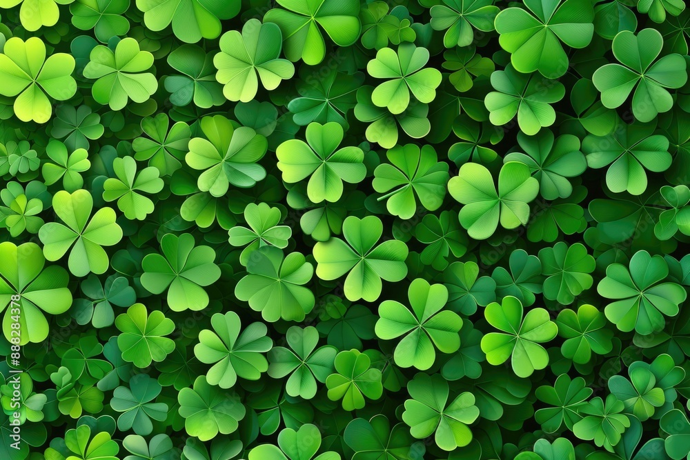 A collection of vibrant, freshly-picked shamrock leaves against a natural backdrop A collection of vibrant, freshly-picked shamrock leaves against a natural backdrop