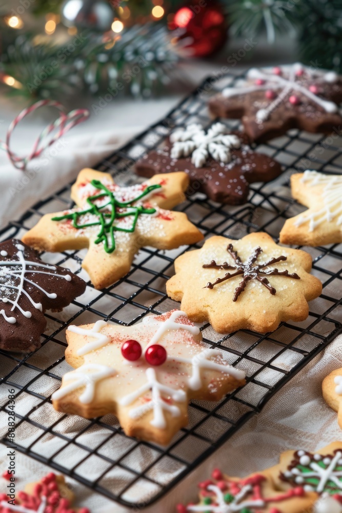Fototapeta premium Various types of cookies neatly arranged for sale