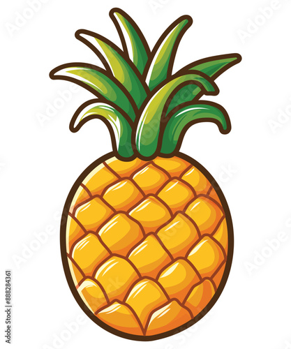 Floating pineapple cartoon vector icon Illustration, Food Nature Icon Concept Isolated Vector. Flat Cartoon Style