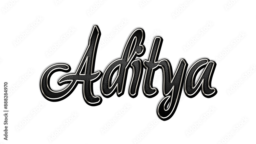 black metal 3d design of Hindi name Aditya on white background.
black metal 3d design of Hindi name Aditya on white background.