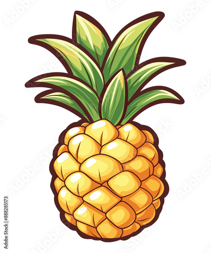 Floating pineapple cartoon vector icon Illustration, Food Nature Icon Concept Isolated Vector. Flat Cartoon Style
