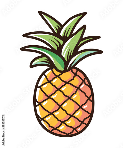 Floating pineapple cartoon vector icon Illustration, Food Nature Icon Concept Isolated Vector. Flat Cartoon Style