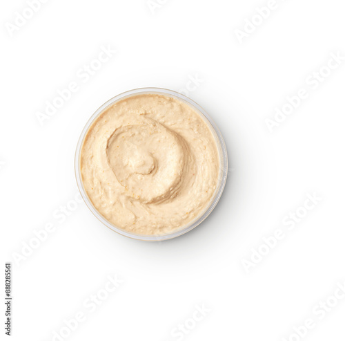 hummus pot with shadow isolated on transparent background