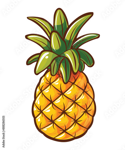 Floating pineapple cartoon vector icon Illustration, Food Nature Icon Concept Isolated Vector. Flat Cartoon Style