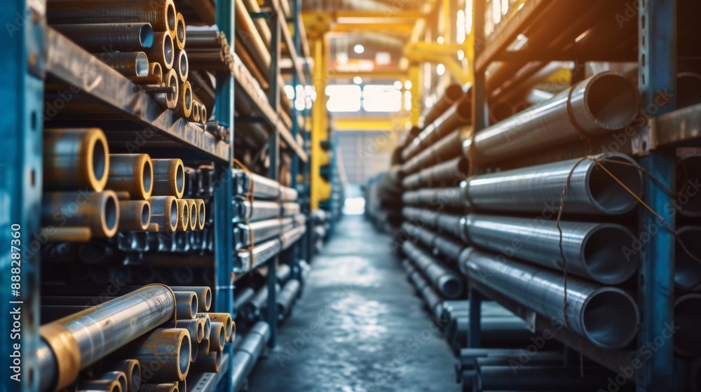 Metal pipe stack on shelf Metal pipe stack on shelf
