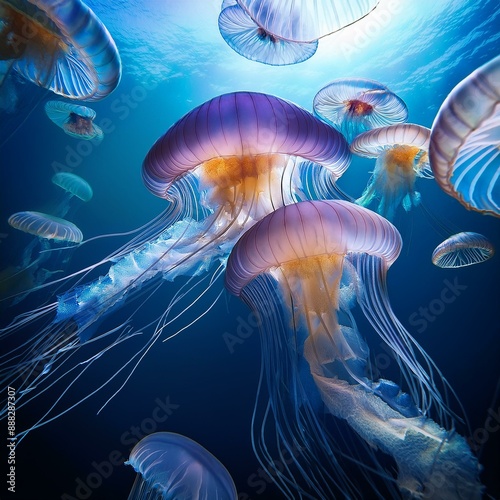 Realistische Unterwasseraufnahme von Quallen  © Anita