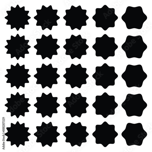 starburst icon. Starburst shapes set. Cute yellow collection of stars and sparkle doodle. 