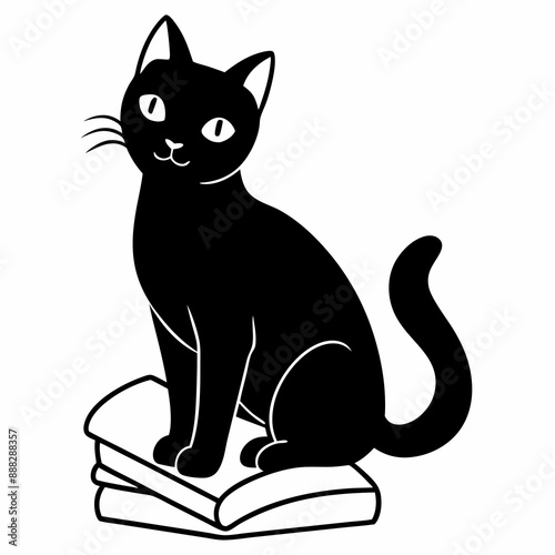 Wallpaper Mural A black cat sitting on a pile of homework Torontodigital.ca