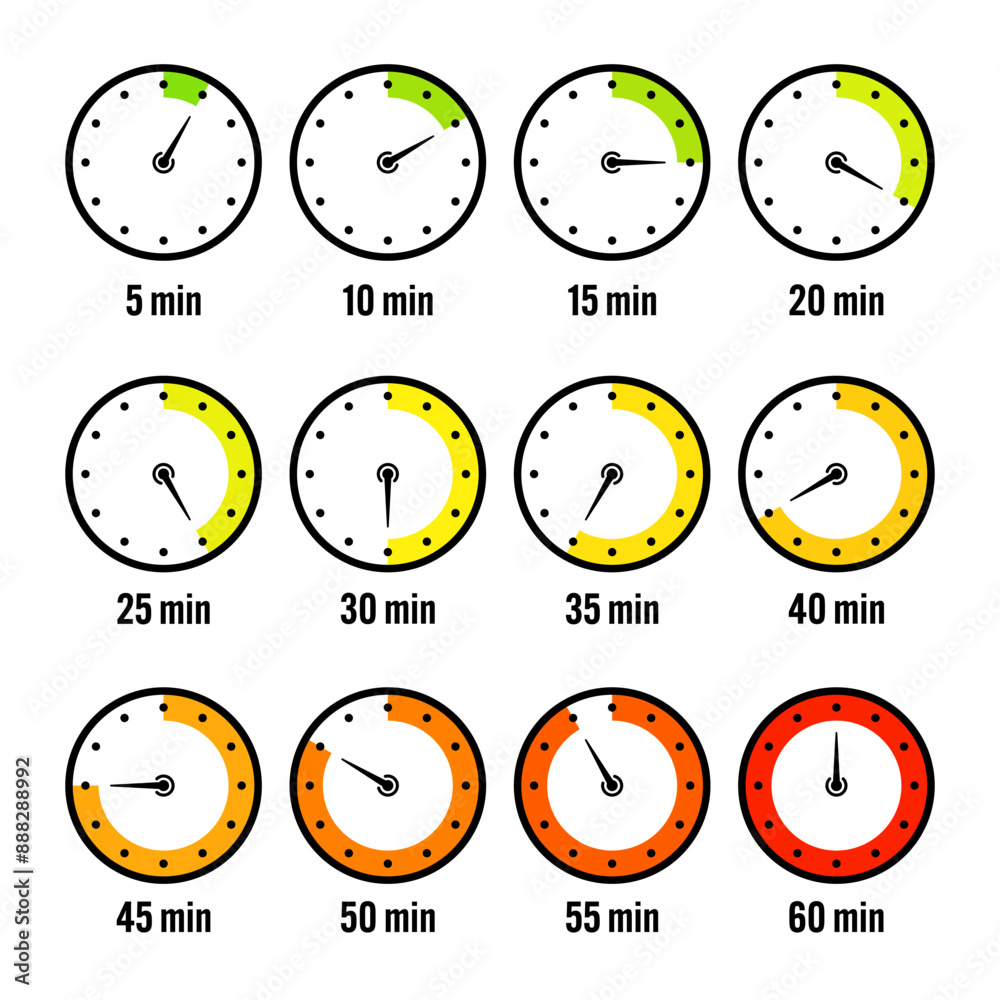 Vetor de Stopwatch icons. Colorful simple chronometer, time counter ...