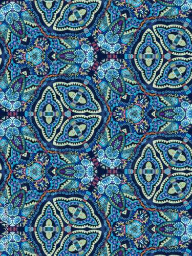 Wallpaper Mural Peacock Green blue Flower mandala ornament banner Textured background. Ornate illustration. Torontodigital.ca