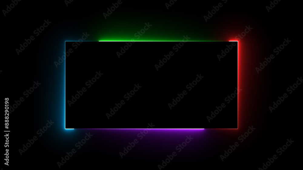 Glowing Neon light rectangle frame loading icon background in retro style, 4k illustration. Glowing Neon light rectangle frame loading icon background in retro style, 4k illustration.