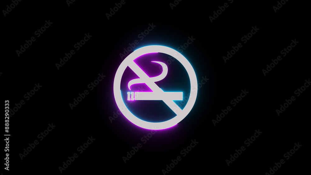 Neon Light texture no smoking icon background illustration. Neon Light texture no smoking icon background illustration.