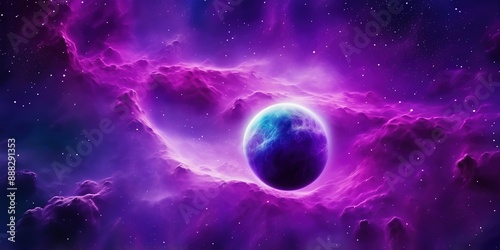 Purple background with nebula space and star 