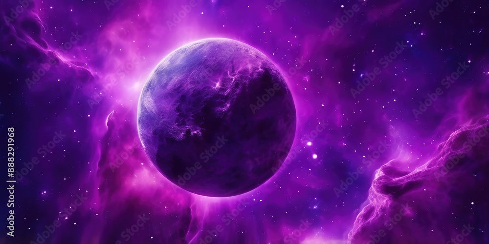 Fototapeta premium Purple background with nebula space and star 