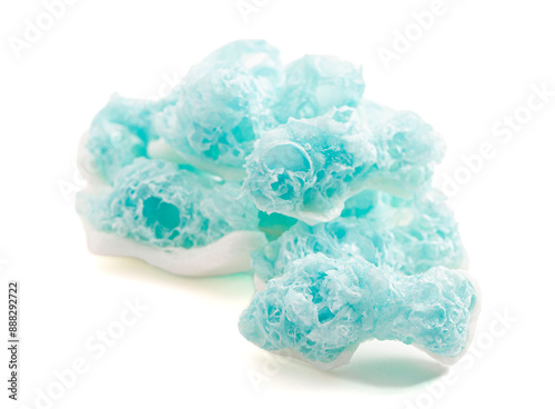 Freeze Dried Gummy Shaped Sharks Isolated on White Background