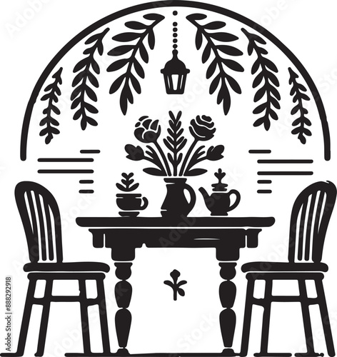 table and silhouette vector style  photo