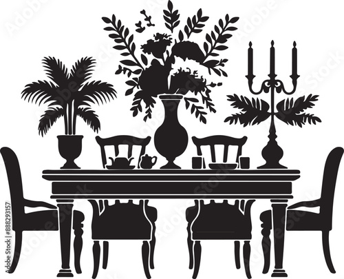 table and silhouette vector style 