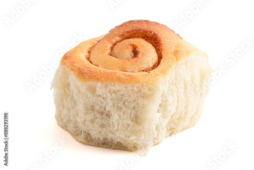 Unfrosted Homemade Bready Cinnamon Roll Buns Isolated on a White Background photo