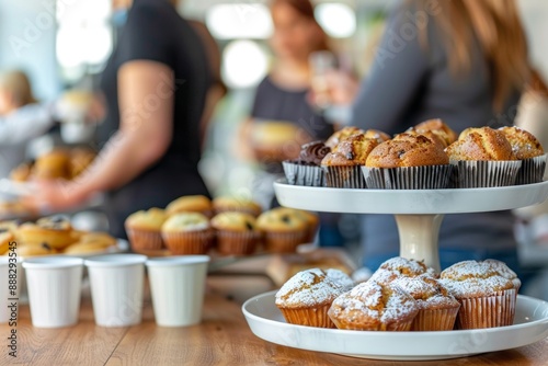 Close-up of a woman eating during her coffee break