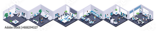 Atelier building. Designer tailor communicates with the client. Fashion design development. High fashion. High-quality isometric
