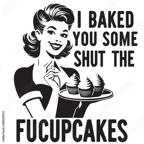 Retro Woman Vector Illustration, Housewife