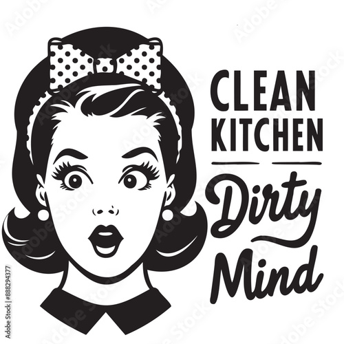 Retro Woman Vector Illustration, Housewife