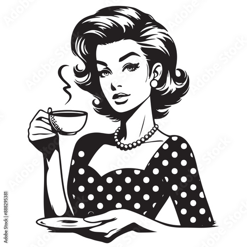 Retro Woman Vector Illustration, Housewife