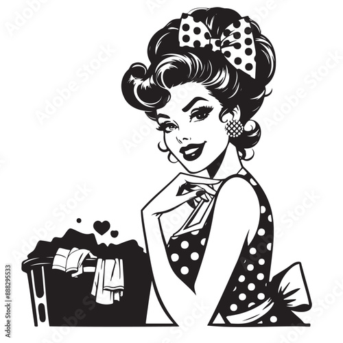 Retro Woman Vector Illustration, Housewife