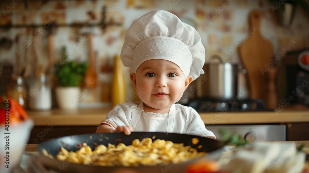 funny kid are preparing the food in the kitchen funny kid are preparing the food in the kitchen