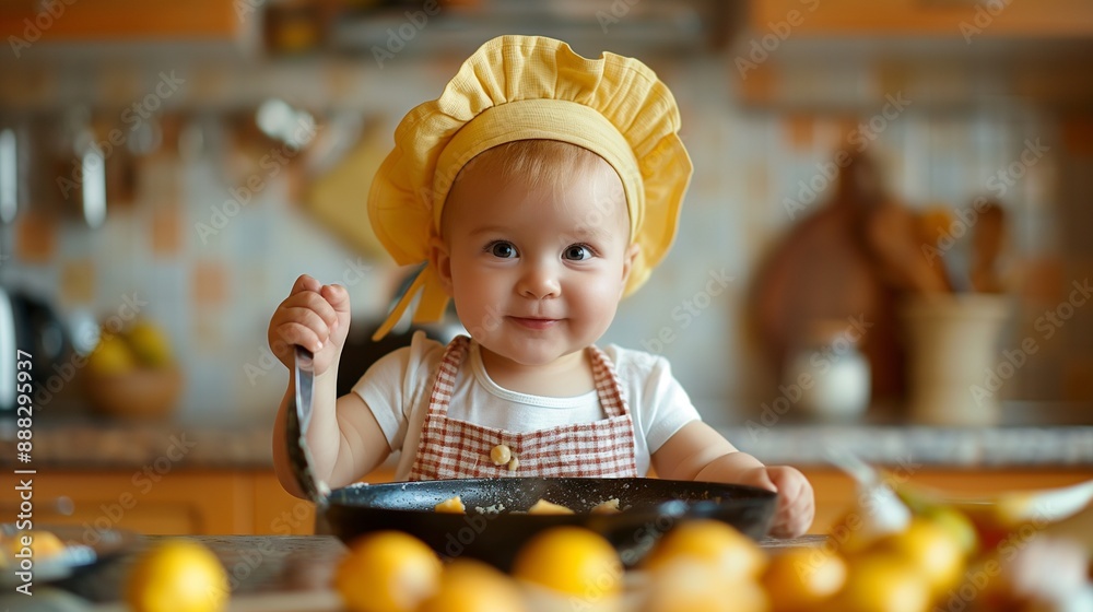 funny kid are preparing the food in the kitchen funny kid are preparing the food in the kitchen