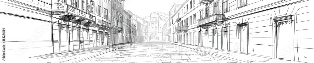 Detailed architectural sketch of a modern building design. Detailed architectural sketch of a modern building design.